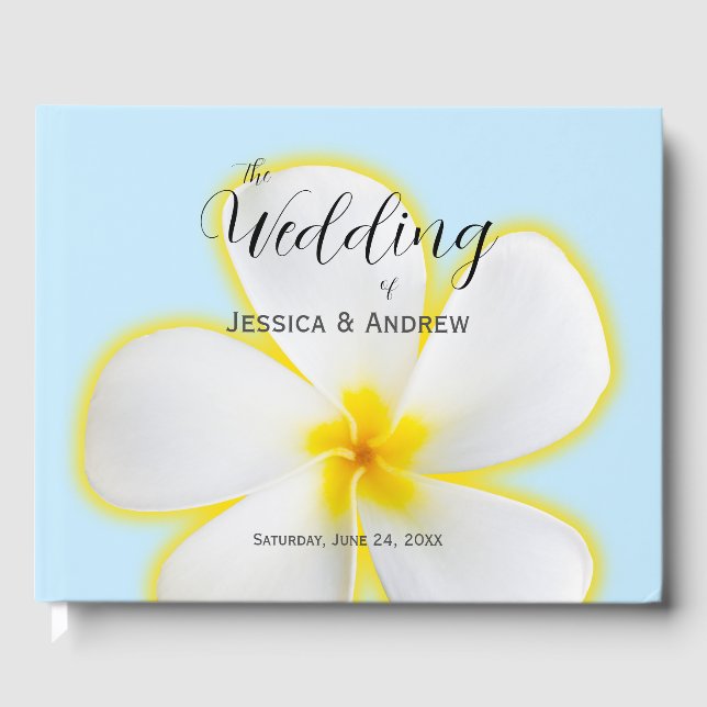 Tropiskt, vitt och Gult Plumeria, Blommigt Bröllop Gästböcker (Framsida)