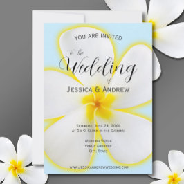 Tropiskt, vitt och Gult Plumeria, Blommigt Bröllop Inbjudningar