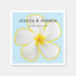 Tropiskt, vitt och Gult Plumeria, Blommigt Bröllop Pappersservett