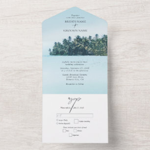 Tropiskt Watercolor Handflatan & Beach Wedding