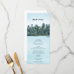 Tropiskt Watercolor Handflatan & Beach Wedding Meny