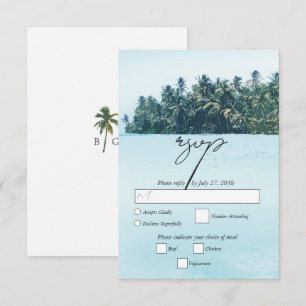 Tropiskt Watercolor Handflatan & Beach Wedding OSA Kort