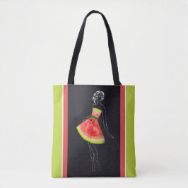 Tropiskt Watermelon Chic Line Art Tygkasse