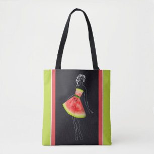 Tropiskt Watermelon Chic Line Art Tygkasse