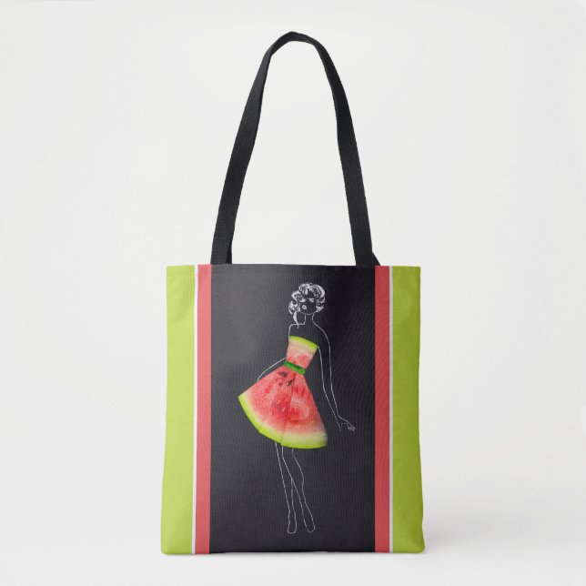 Tropiskt Watermelon Chic Line Art Tygkasse (Framsida)