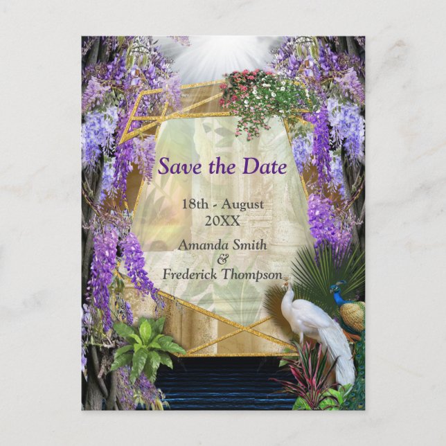 Tropiskt Wisteria-paradis på det gyllene palatset Meddelande Vykort (Framsida)