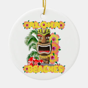 Tropiskt ynligt Aloha-stränder Hawaiian Tiki Julgransprydnad Keramik