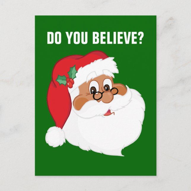 Tror du i svart jultomten? helg vykort (Framsida)