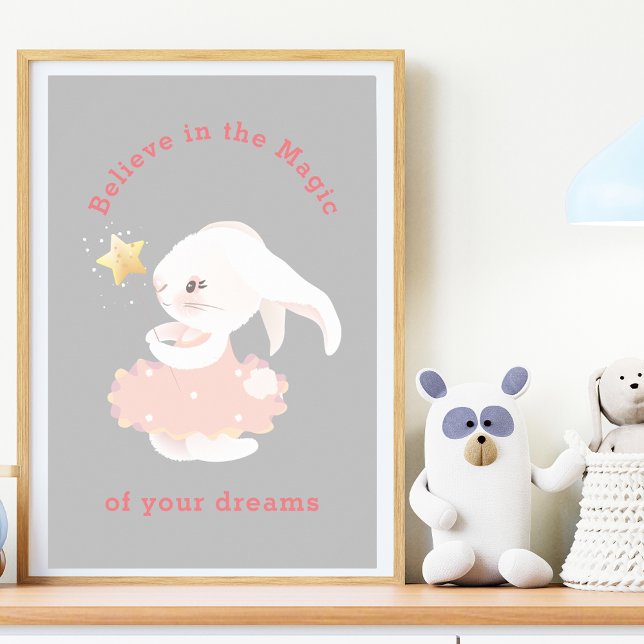 Tror på drömmar Whimsical kanin för barnkammaren t Poster (Skapare uppladdad)