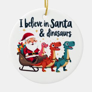 tror på tomten och dinosaurier (julriddinos) julgransprydnad keramik