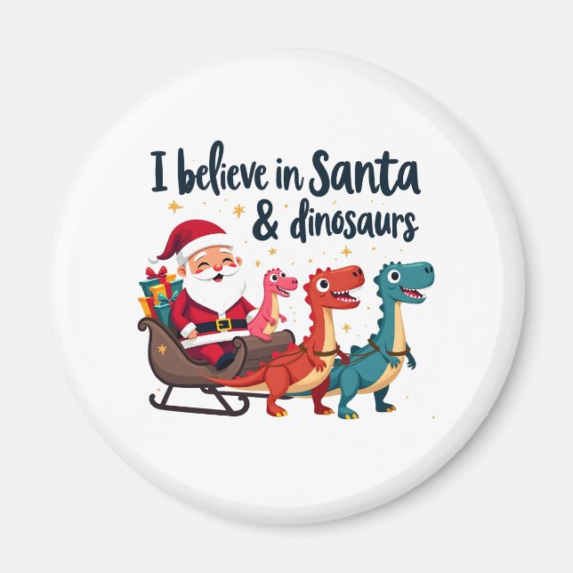 tror på tomten och dinosaurier (julriddinos) magnet (Framsidan)
