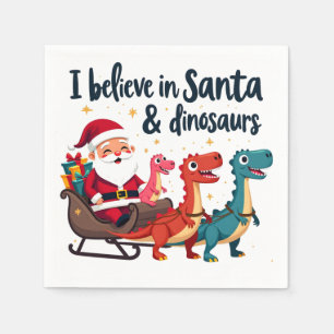 tror på tomten och dinosaurier (julriddinos) pappersservett