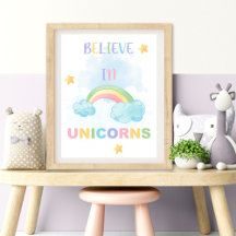 TROR PÅ UNICORN Nursery Wall Art