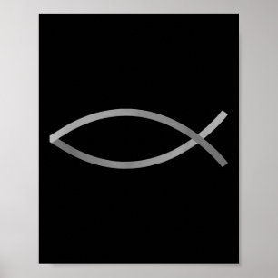 Trosbekännelse med stil Jesus Fisk Kristet Symbol Poster