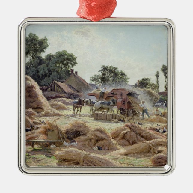 Tröska - maskin 1896 julgransprydnad metall (Framsidan)