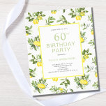 Tröskelbudget 60:e födelsedagsinbjudan till Citrus Flygblad<br><div class="desc">Den 60:e födelsedagsfestens inbjudan till citrusfrukter mönster. Modern,  trendigets sommarvattenfärgade citrondesign. Lätt att ändra texten.</div>