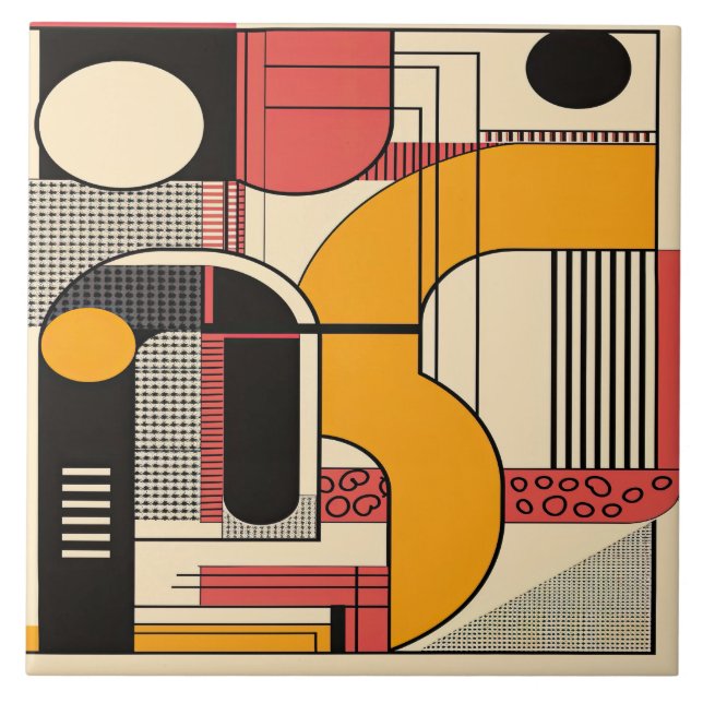 Tröskellös Linjer Minimalistisk modernt konstnärli Kakelplatta (Framsidan)