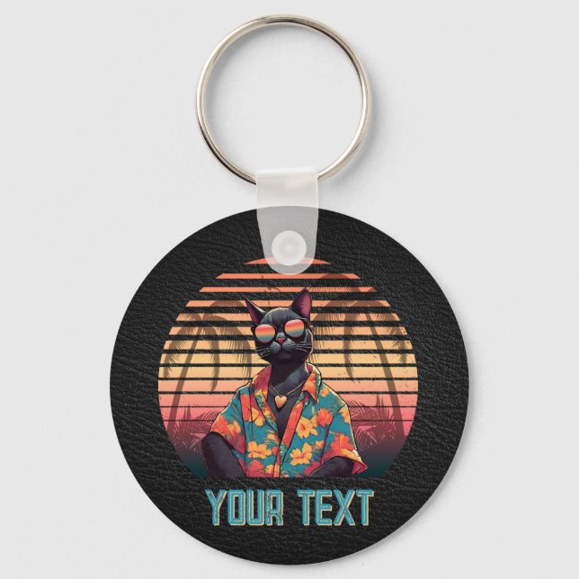 Tröskellös tropisk kattentat runt nyckelkedja nyckelring (Framsida)