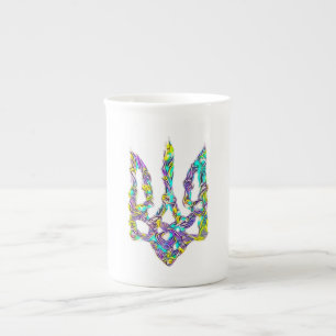 Tröskelvärde för ukrainsk symbol benporslin mugg