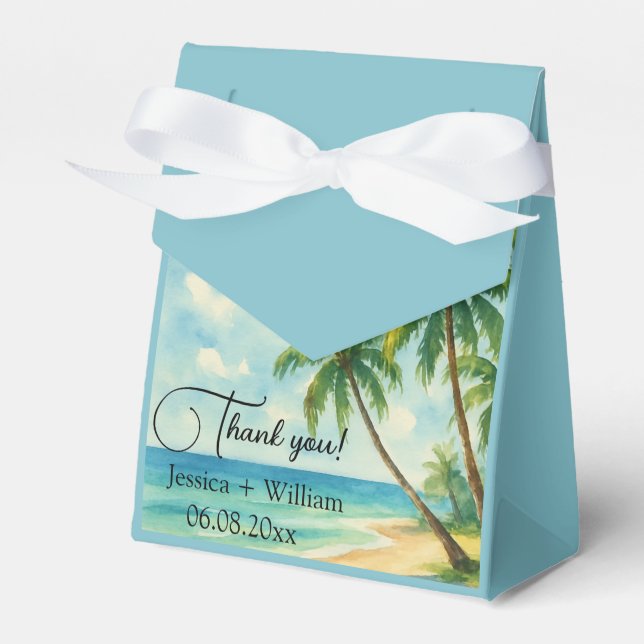 Tröskelvärdesbröllop för tropisk persikor Tack Presentaskar (Framsidan Sidan)