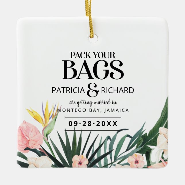 Tröskelvärdesbröllop Spara datum Julgransprydnad Keramik (Framsida)