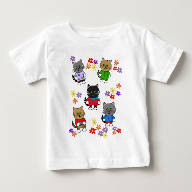 Trösktröja, Tecknad, katter T Shirt (Framsida)