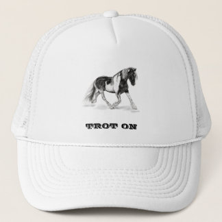 Trot on Black and White Gypsy Horse Baseball Hat Keps