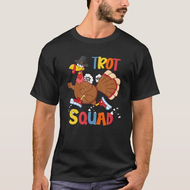 Trot Squad Funny Running Turkey Pilgrim Costume Ru T Shirt (Framsida)