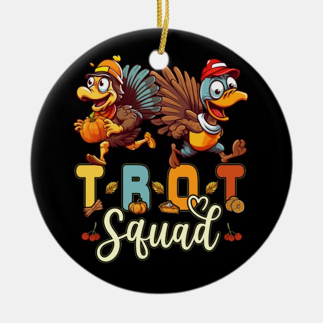 Trot Squad Thanksgiving Turkey Trot 5K Running Mar Julgransprydnad Keramik (Framsidan)