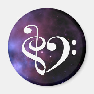 Trötlig Rensning Bass Clef Heart Lila Dimma Nebula Magnet