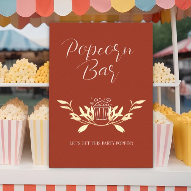 Trötlös Blommigt Rustic Bröllop Popcorn pub Poster (Skapare uppladdad)