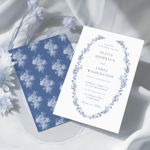 Trötlös Elegant Dusty Blue Blommigt Utandning Bröl Inbjudningar