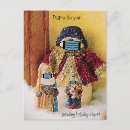 Trots att helgdag hälsade tomten Snö Vykort