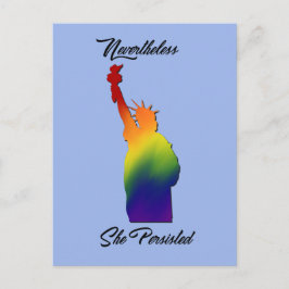 Trots detta har hon bestått med protester mot HBT- Vykort