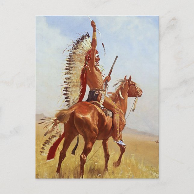“Trots” Västerländsk konst av Frederic Remington Vykort (Framsida)