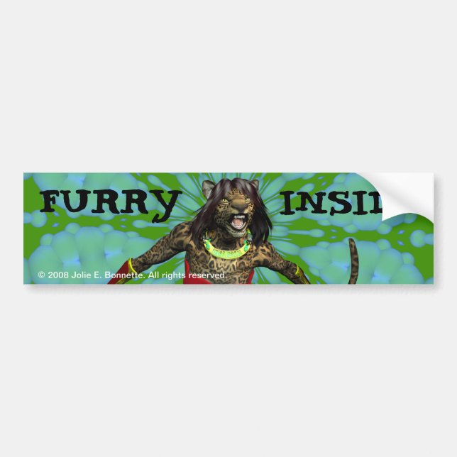 Trotsig "Furry Inside" Bildtext Bildekal (Framsidan)