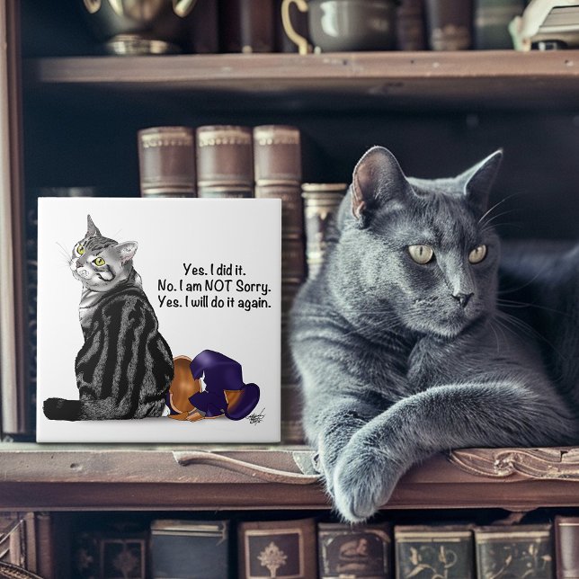 Trotsk Eldrött Tabbymönstrat Katt Roligt Kakelplatta (Skapare uppladdad)