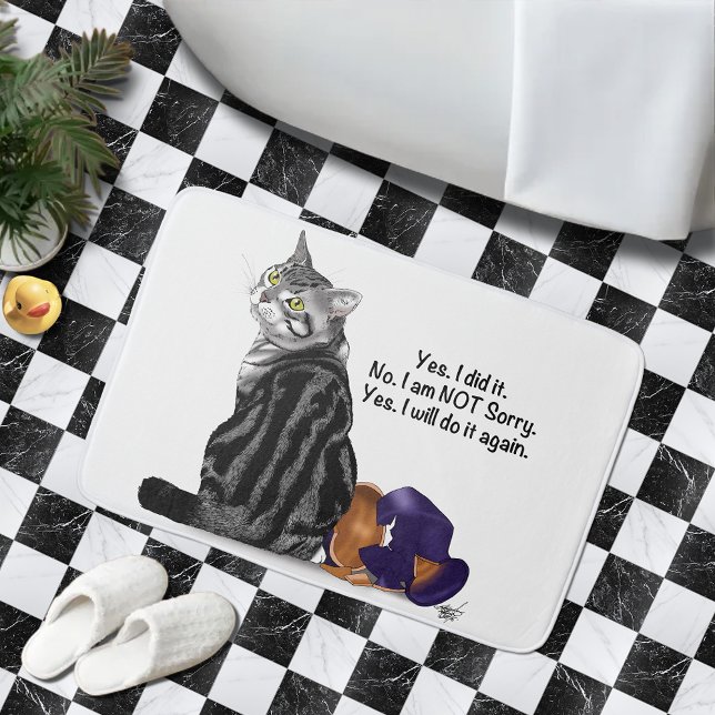 Trotsk Ingen Ånger Tabby Katt Rolig Badrumsmatta (Skapare uppladdad)