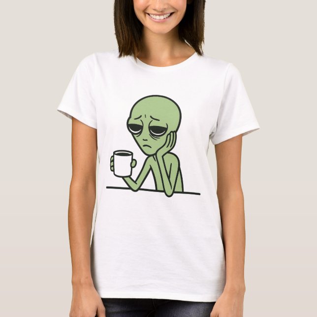 Trött Alien Kaffe Tröja (Framsida)