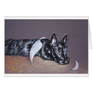 Trött ängel (scottien) hälsningskort