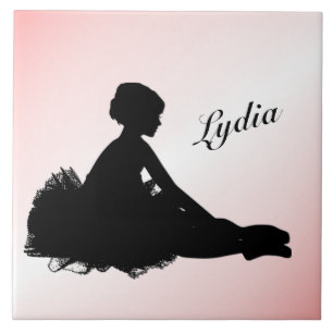 Trött ballerina Personlig med Namn Rosa Kakelplatta