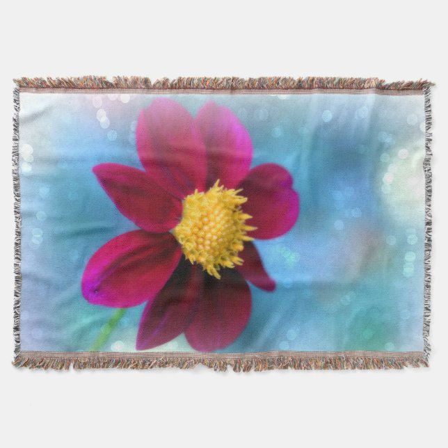 Trött blankt/burgundsblomma filt (Framsidan)