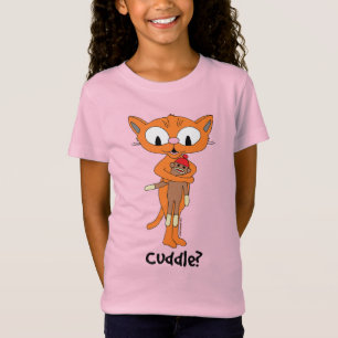 Trött? Cute Orange Tecknad Cat med Sock monkey T Shirt