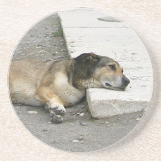 Trött Hund underlägg, anpassade Underlägg Sandsten (Framsidan)
