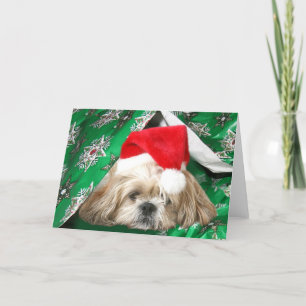 Trött jul Shih Tzu Helgkort