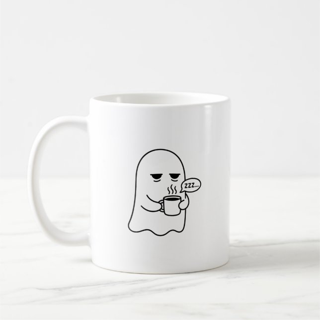 Trött kaffeghost - Rolig Sarcastic Minimalist Mugg (Vänster)