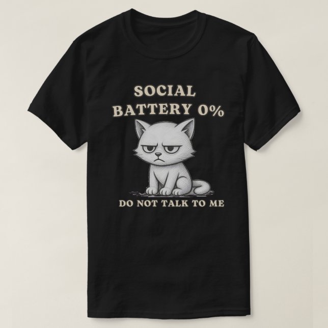 Trött Katt Låg Energi Grafisk Design T Shirt (Design framsida)