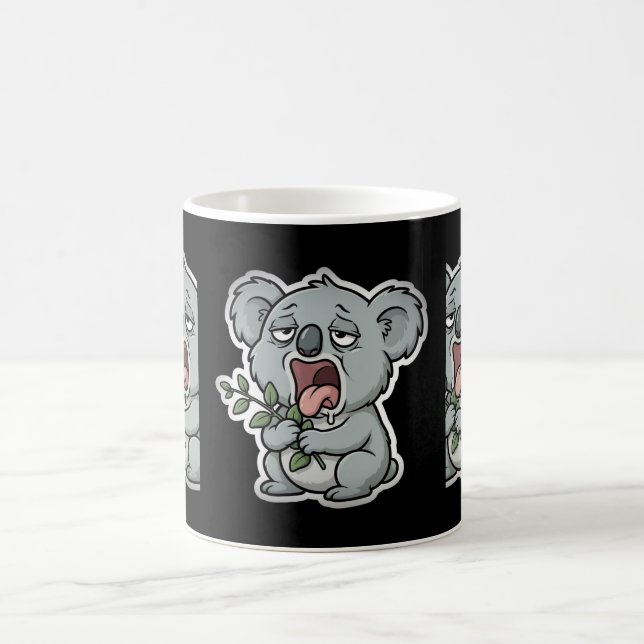 Trött koala som gäspardrullig kaffemugg (Center)