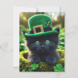 Trött Lucky Black St. Patrick's Day Kitten Vykort