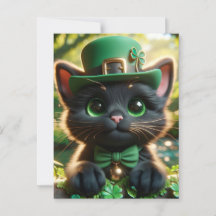 Trött Lucky Cute Black St. Patrick's Day Kitten